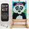 Panda with Flower Crown, Video Instructional Paint Kit, 11x14 inch, DIY Canvas Art Kit, Kid and Adult Painting product 1
